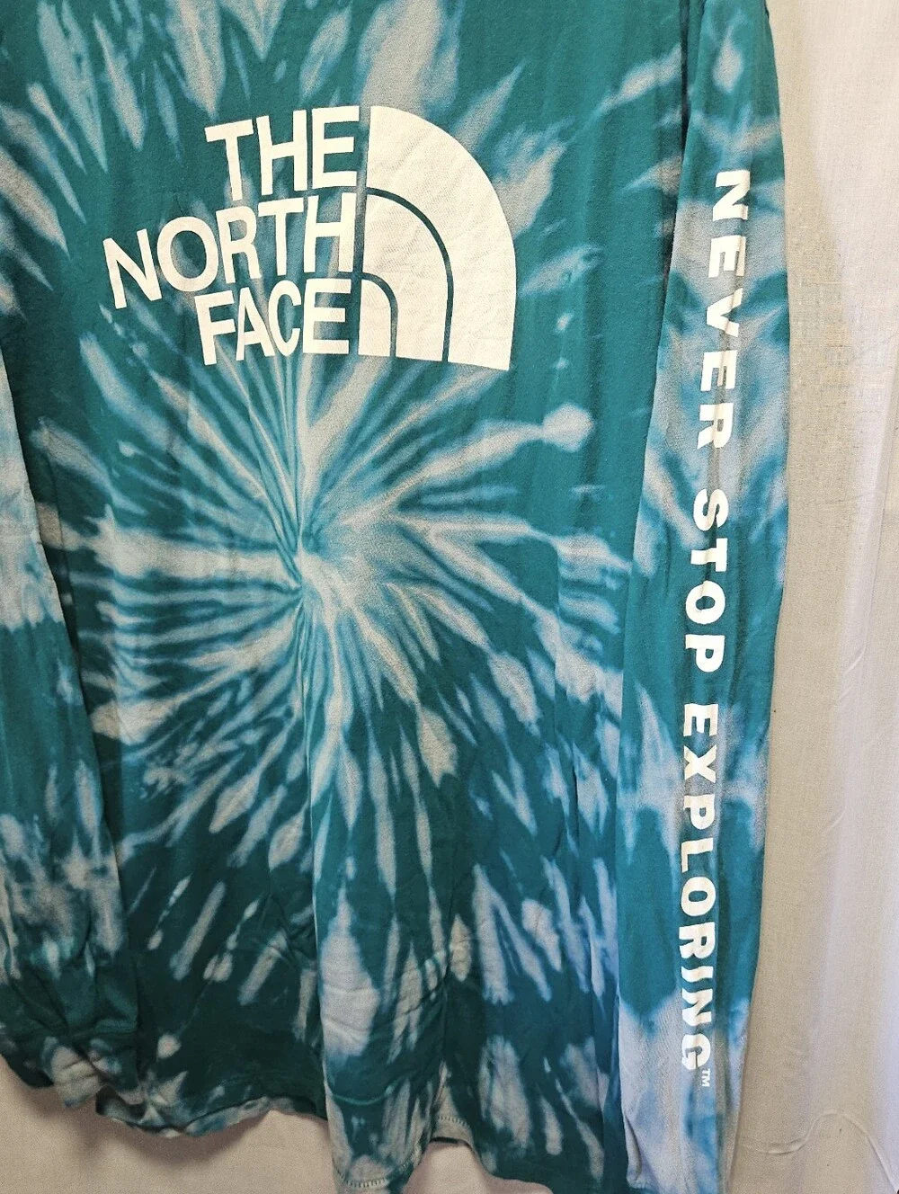 The North Face Custom Dyed 1 Of 1 Teal & White Tie-Dye Long Sleeve Tee sz XL